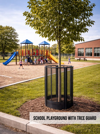 School Playground With Tree Gaurd